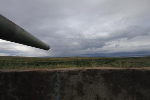 One of the 152-mm (6 in) naval ground defence guns, with it's own underground complex